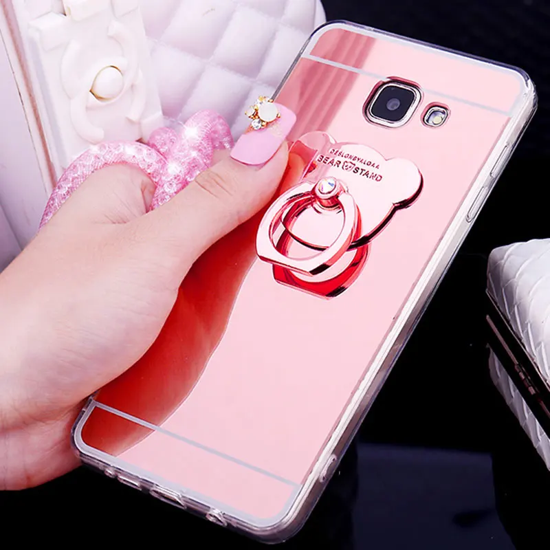 Роскошный зеркальный чехол из ТПУ с подставкой для Samsung Note 8 S9 S8 Plus S7 S6 Edge S5 J3 J5 J7 A3 A5