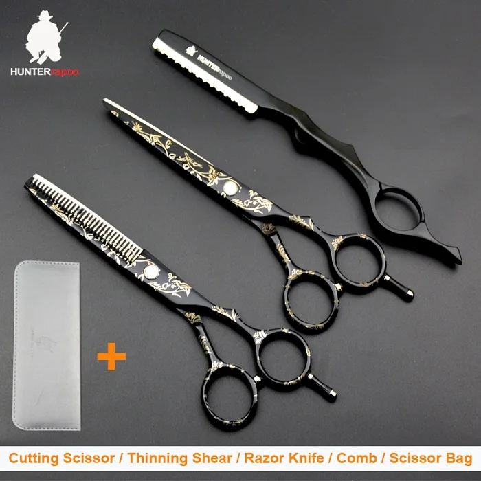5 5 inch with bag Скидка 40% на HUNTERrapoo 5,5 дюймов HT9140 Парикмахерские ножницы комплект для стрижки волос ножницы и филировочные ножницы для парикмахерской триммер клипер - Цвет: 5 5 inch with bag
