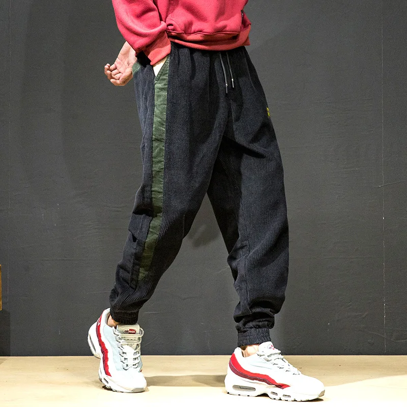 Baggy Corduroy Pants Men Fashion Hip Hop Harem Harajuku Joggers Sweatpant Striped Vintage Japanese Streetwear Clothing | Мужская одежда