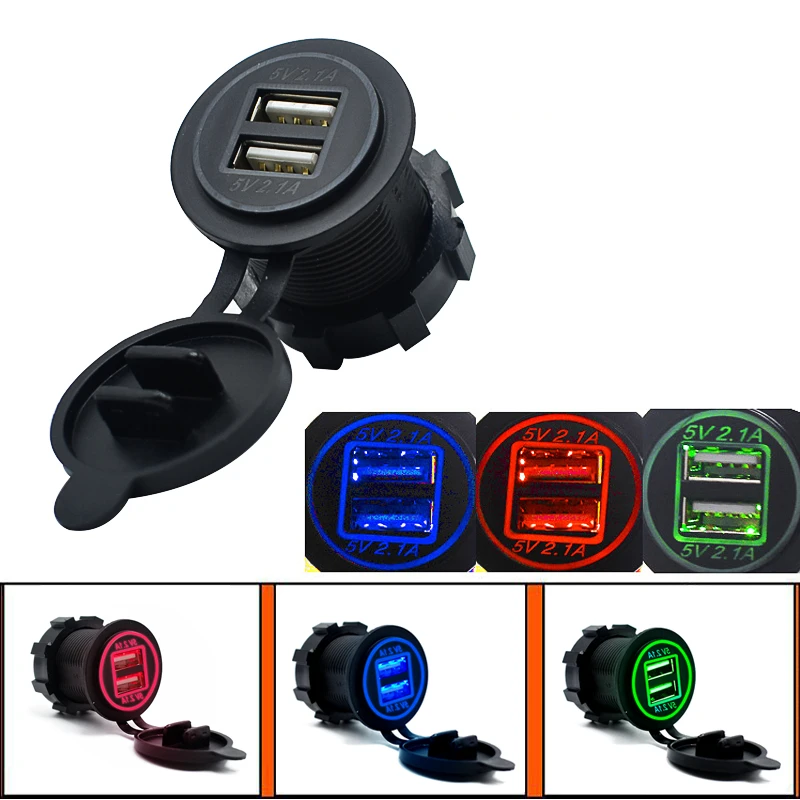 Лодка мотоцикл автомобильное USB зарядное устройство гнездо вольтметр
