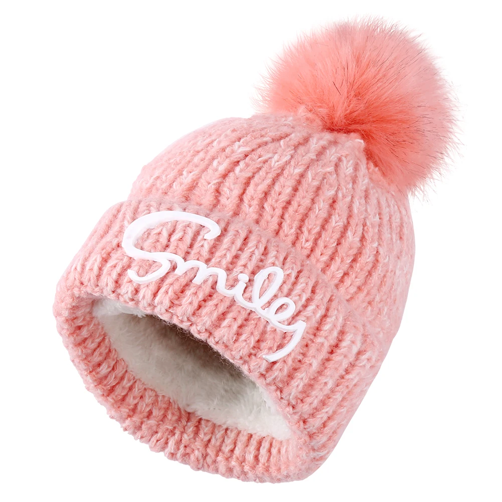 Детская теплая шапка шапочки Skullies толстой вязки Кепки для мальчиков и девочек с