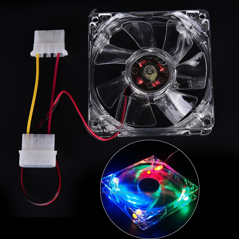

4 LED 8025 Computer Case Fan Neon Light Clear 80x80x25mm PC Case Chassis 8cm Silent Cooling Fan For DIY Luminous Fan