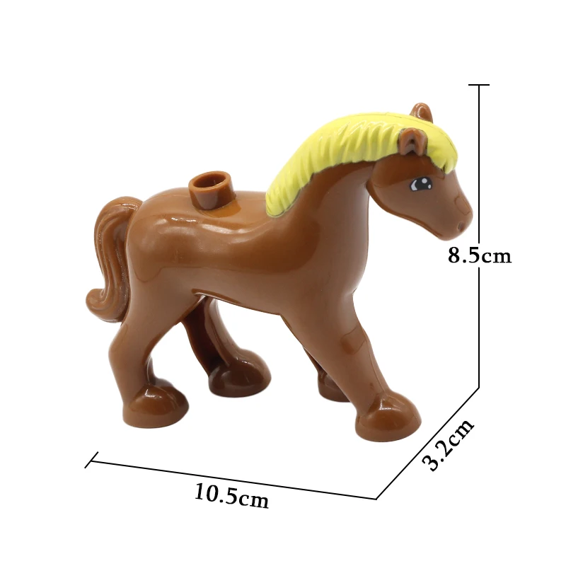 gd-hair big Horse Основные строительные блоки с крупными частицами, аксессуары, животные, зоопарк, совместимые с Duplos, кирпичи, динозавры, яйца, утка, Велоцираптор, игрушки, подарок - Цвет: gd-hair big Horse
