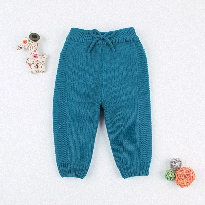 82w436 blue Зимние теплые вязаные штаны для маленьких мальчиков и девочек плотная мягкая верхняя одежда для малышей, брюки вязаные повседневные штаны для детей от 1 до 18 месяцев - Цвет: 82w436 blue