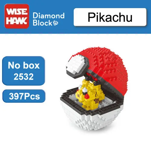 Pikachu no box Wisehawk мяч Go Пикачу чармандер еevee Psyduck фигурки конструкторы модель игрушки аниме мультфильм игрушка подарок для детей - Цвет: Pikachu no box
