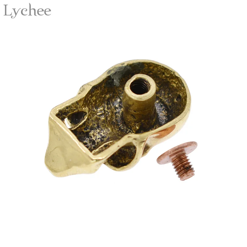 Lychee Life латунный кожевенный череп заклепки шпильки Панк винт череп заклепки DIY Швейные аксессуары