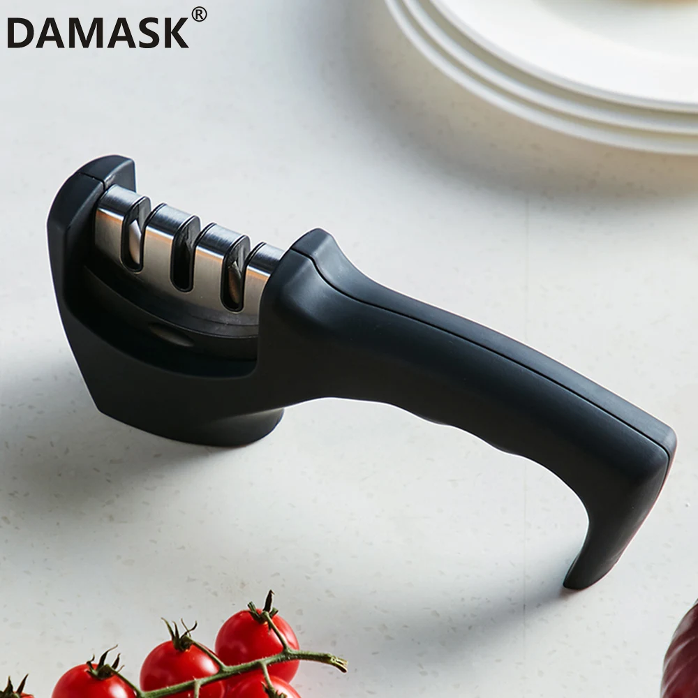 Damask Kitchen Knives Sharpener 3 Stage Professional Kitchen Sharpening Stone for Stainless Steel Knives Ceramic Knives Scissors