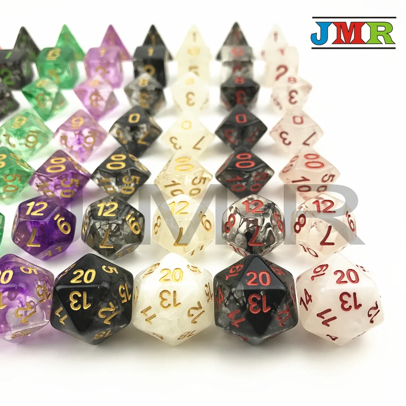 Туманность игральная кость 7 шт./компл. Juegos De Меса Dados, набор D4-D20 многогранные кубики для ролевой игры Подземелья и Драконы кости наборы для ухода за кожей, для игры в кости для штабелирования