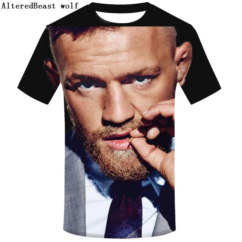 2019 Мужская футболка с 3D-принтом Conor Mcgregor брендовая забавная принтом мужские топы