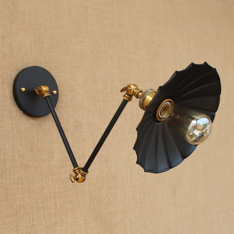 Черный Ретро Лофт винтажные Настенные светильники качели длинные руки свет