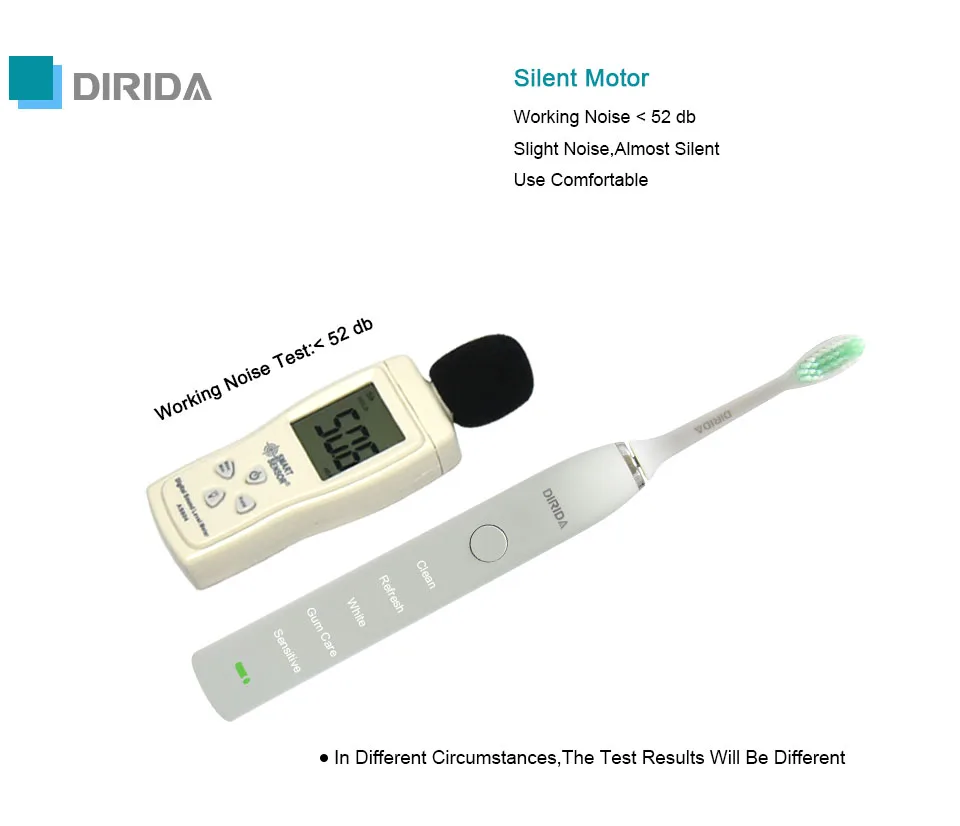 DIRIDA S-100, перезаряжаемая звуковая электрическая зубная щетка для взрослых, водонепроницаемая ультра звуковая зубная щетка, Глубокая чистка зубов с 2 головками