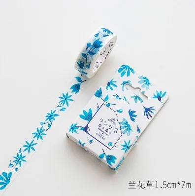 

1.5cm 7m 1 pcs natural design blue flying leaves style washi tape Scrapbook Sticker Label Masking home gift decor