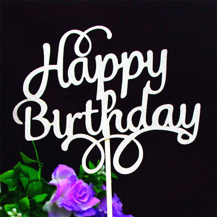 H8 Cake Topper Топперы для торта украшения для дня рождения для взрослых топперы для кексов украшения для детской вечеринки вечерние сувениры красный Топпер для торта «С Днем Рождения» - Цвет: H8 Cake Topper