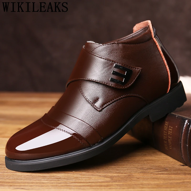 Обувь для папы Мужские ботинки из натуральной кожи зимние Теплые Bota Masculina Lakschoenen