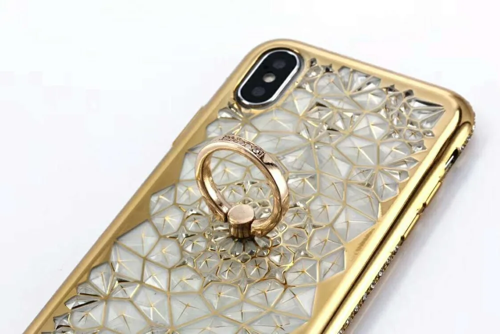 Чехол для iPhone XS Max X XR 3D прочный чехол с цветами и бриллиантами 6 6s 7 8 Plus мягкий из