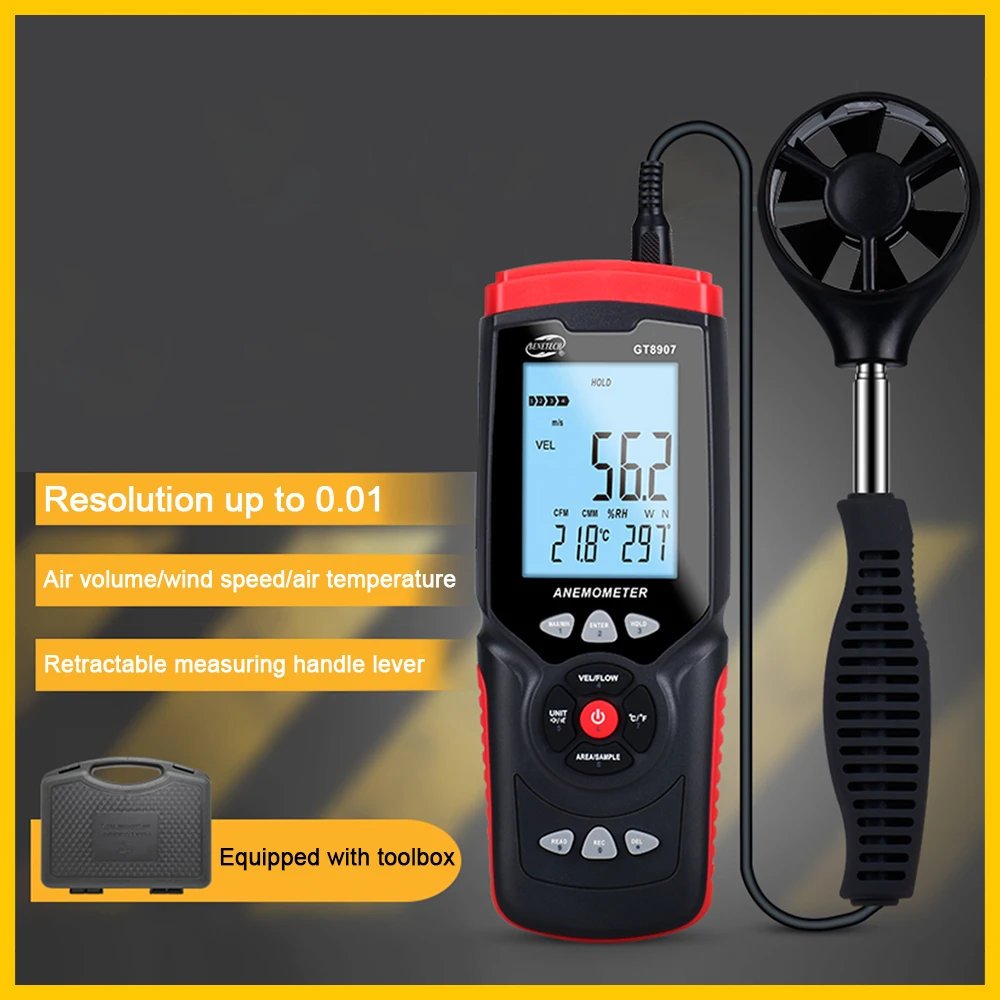 Portable Anemometer Anemometro Gauge Precise Digital USB Temperature Hand-Held Tool GT8907-BENETECH | Инструменты