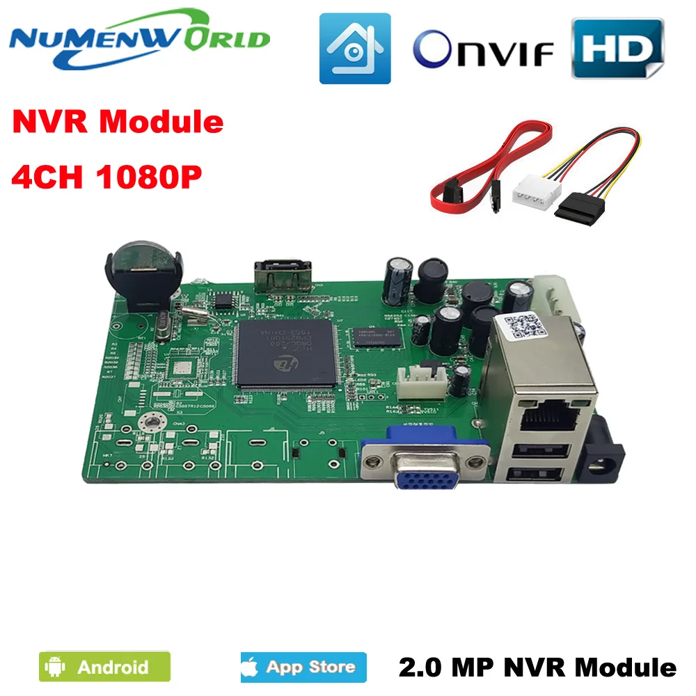 Numenworld 4CH 1080P NVR материнская плата CCTV ONVIF H.264 сетевой видеорегистратор 4 канальный