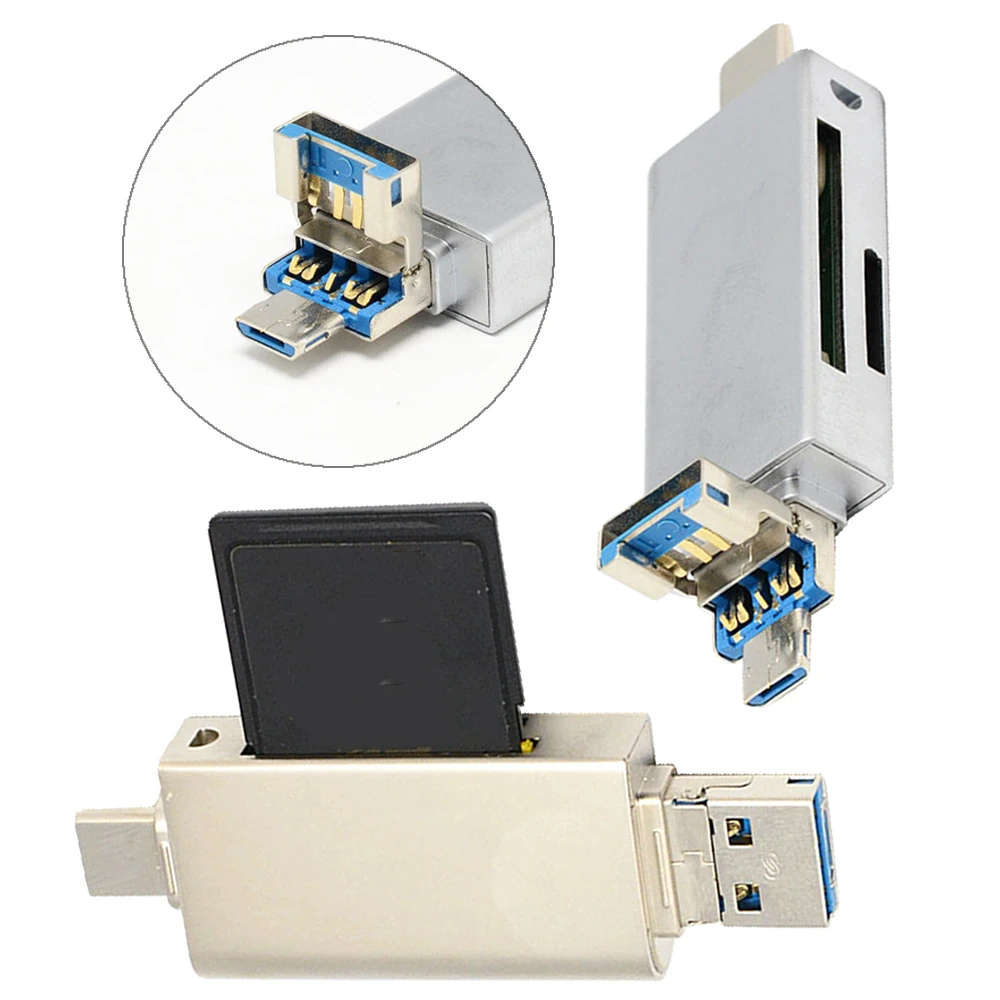 

5-в-1 мультикард-ридер из цинкового сплава Тип 5 в 1 USB3.1Type-c MicroUSB USB2.0 адаптер для Android мобильного компьютера