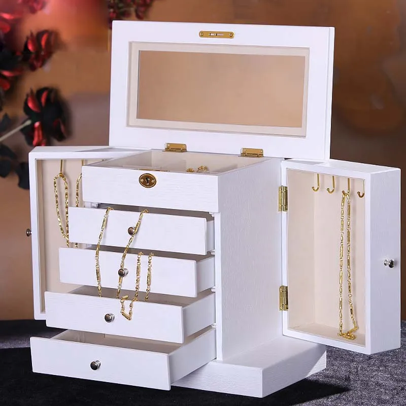 Портативная деревянная упаковочная шкатулка для ювелирных изделий ящик