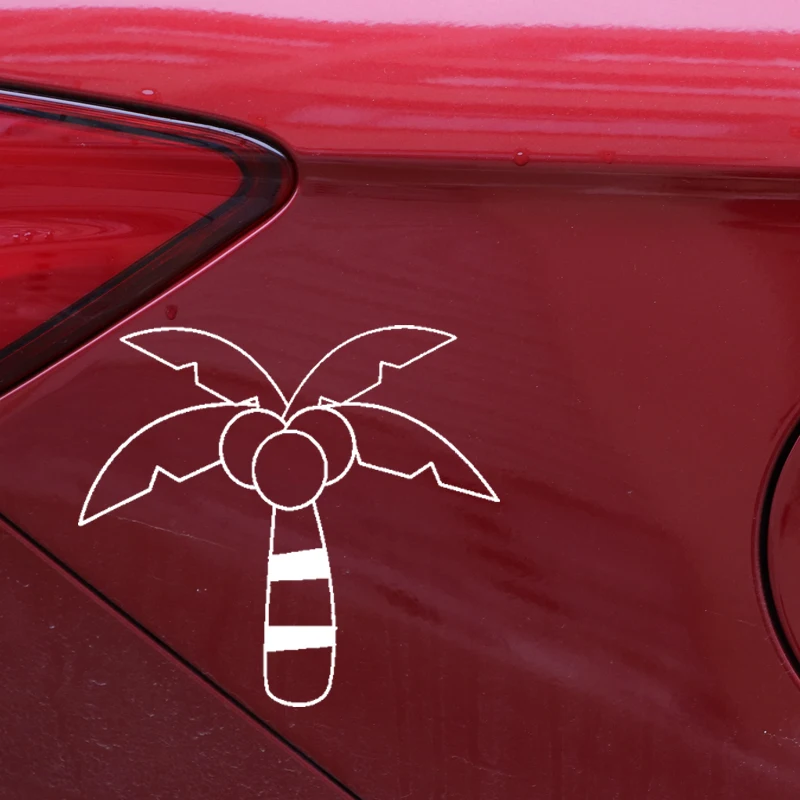 YJZT 15.1CM*13.7CM Car Sticker Vinyl Decal Coconut Tree Cartoon Creativity Black/Silver C23-1004 | Автомобили и мотоциклы