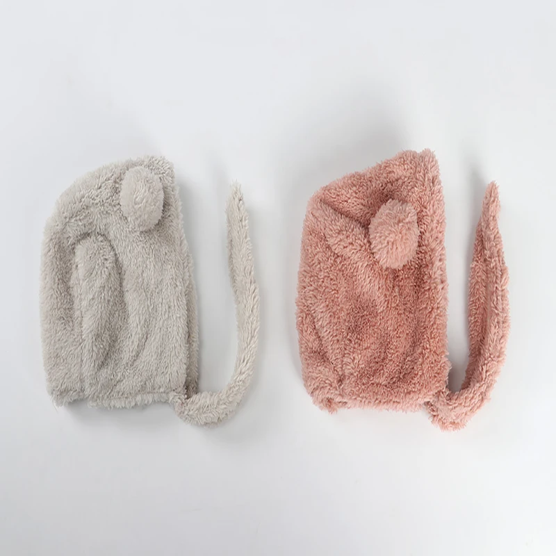 2018 Boys and Girls Autumn Winter Hat Baby Earmuffs Bear Head Cap Children's Double Ball Plush |