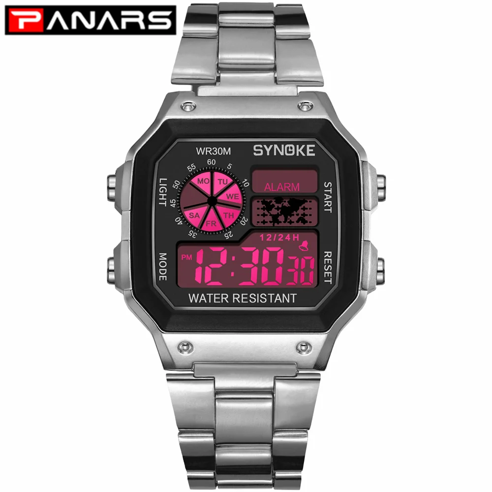 

PANARS Men Luminous Sports Watch Multi-function Business Waterproof Male Wrist Watch Fitness Digital Watch Alarm Timer Clock
