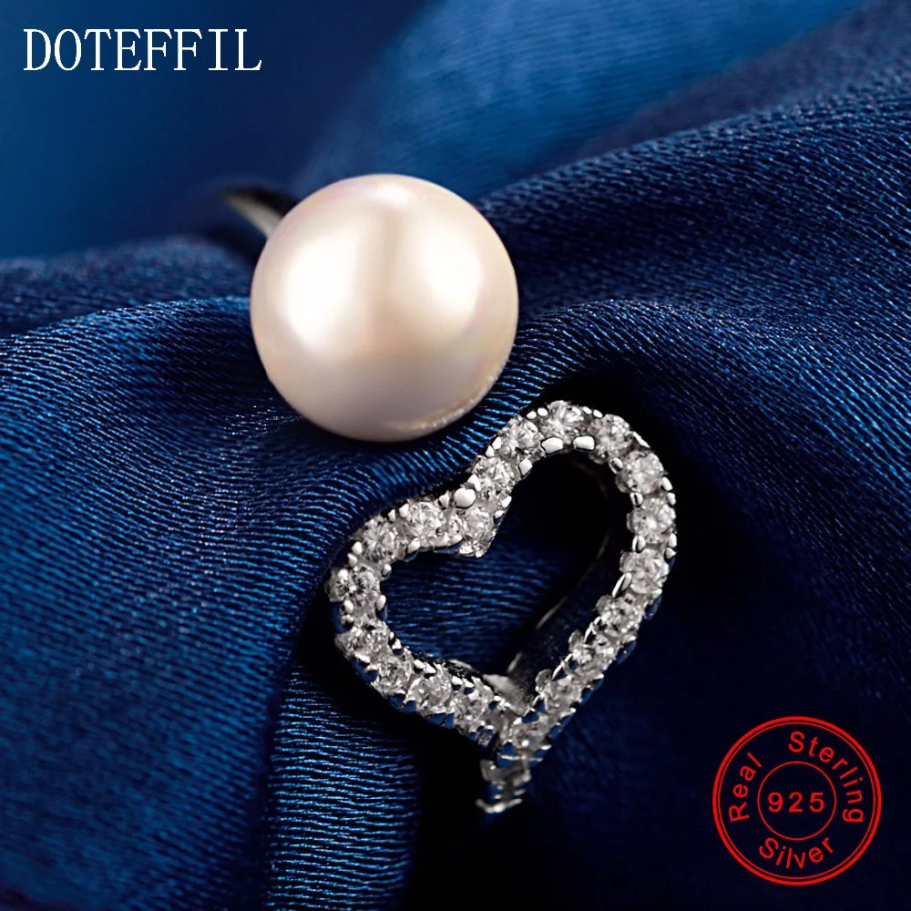 Женское кольцо из серебра 100% пробы с жемчугом|925 silver ring|heart ringfashion rings women |