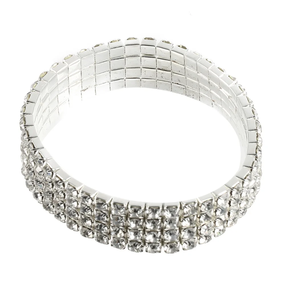 Женские браслеты с прозрачными стразами 4 ряда для свадебных торжеств и