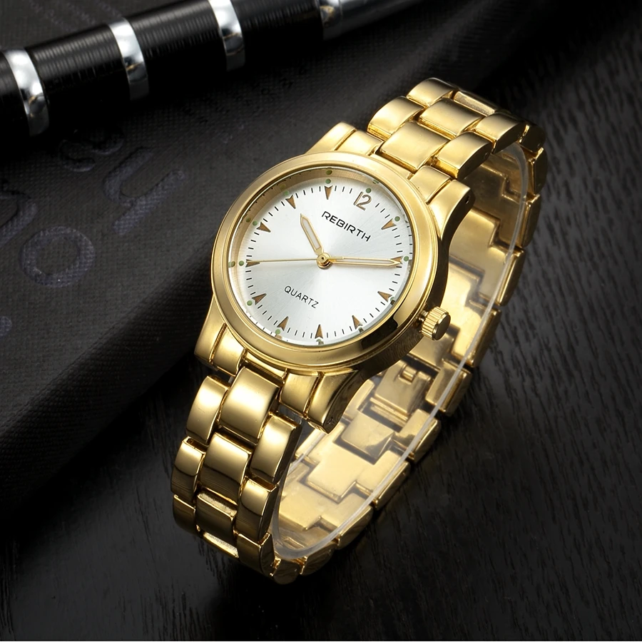 REBIRTH известный бренд relogio feminino винтажные женские часы золотые montre femme женские кварцевые часы золотые женские наручные часы