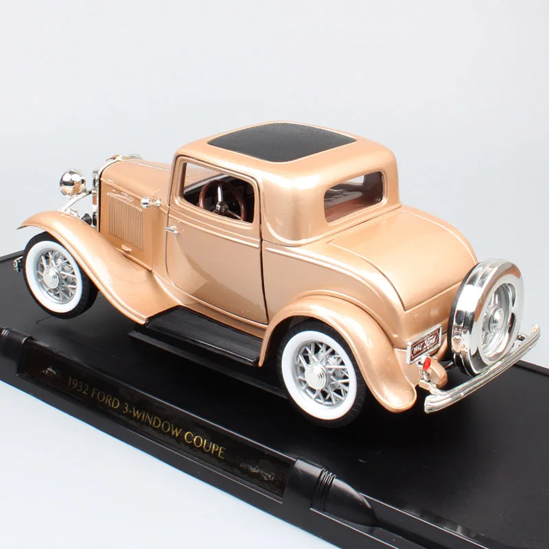 1:18 большой масштаб классический винтажный 1932 Ford 3-Window V8 DELUXE Coupe Gold Diecasts& Vehicles колеса Игрушечная модель подарки для детей