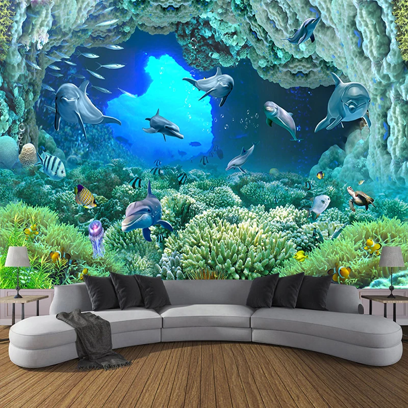 JiaSheMeiJu Custom 3D Photo Wallpapers For Living Room Seefloor Sencery Papel De Parede Wall Mural Wallpaper Modern | Обустройство