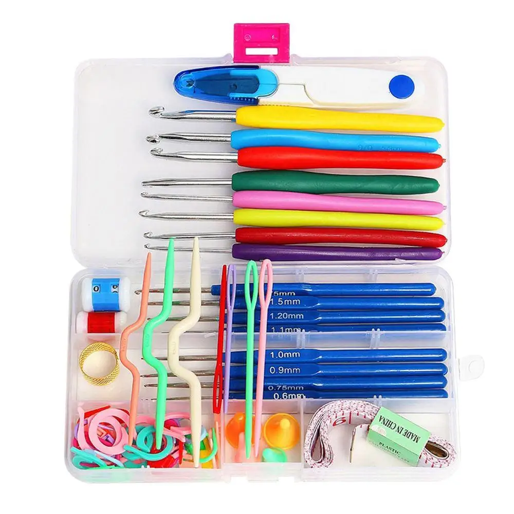 

48Pcs/1Set Multi-colour Plastic Crochet Hooks Needles Knits Weave Craft Yarn Sewing Tool Crochet Hooks Knitting Needles
