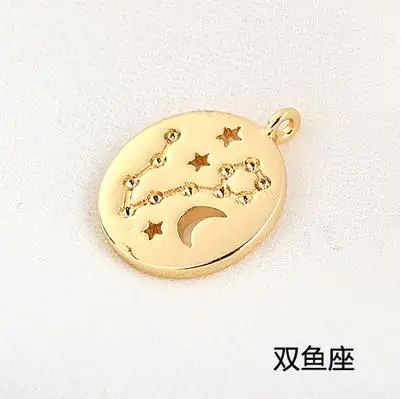 Pisces 12 созвездий круглой формы 20 шт./лот медные Подвески diy ювелирные изделия серьги/Ожерелье Подвески Аксессуары - Окраска металла: Pisces