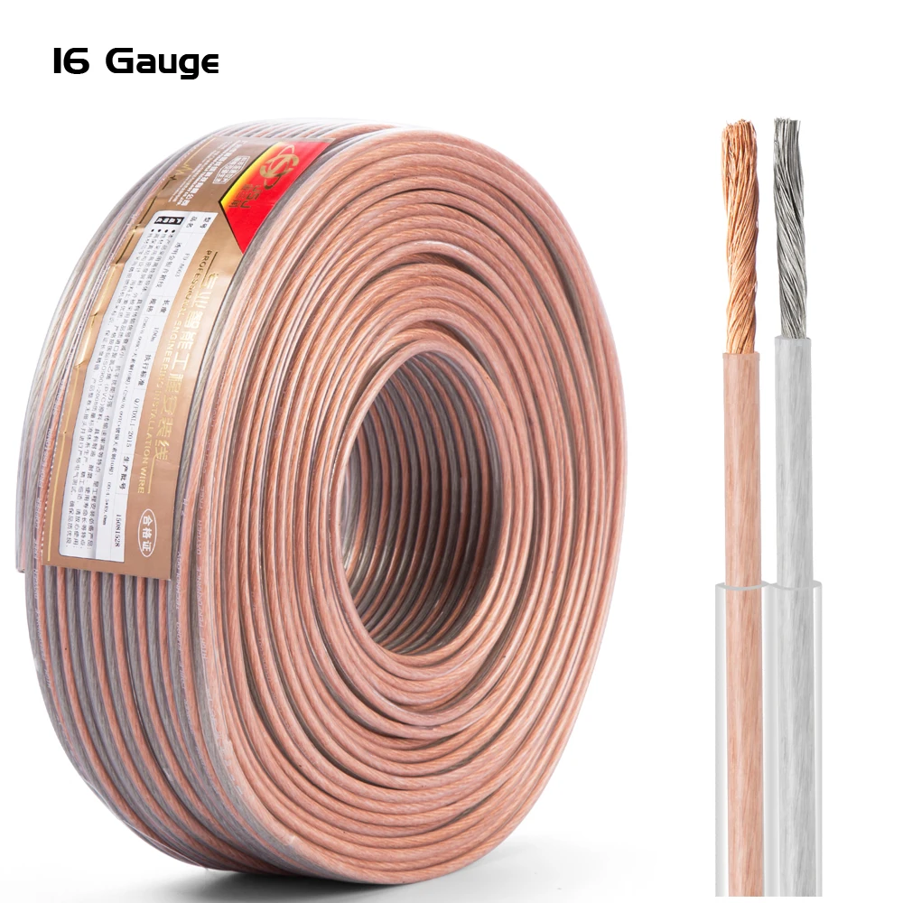 Hifi Speaker Wire Transparent OFC Bare Copper 16 Gauge For Home Theater  High End Speaker DJ System KTV Car Audio Cable