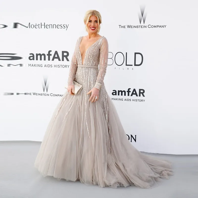 

Luxury Sequin Beading Long Sleeves Prom Gowns Floor Length Evening Dress