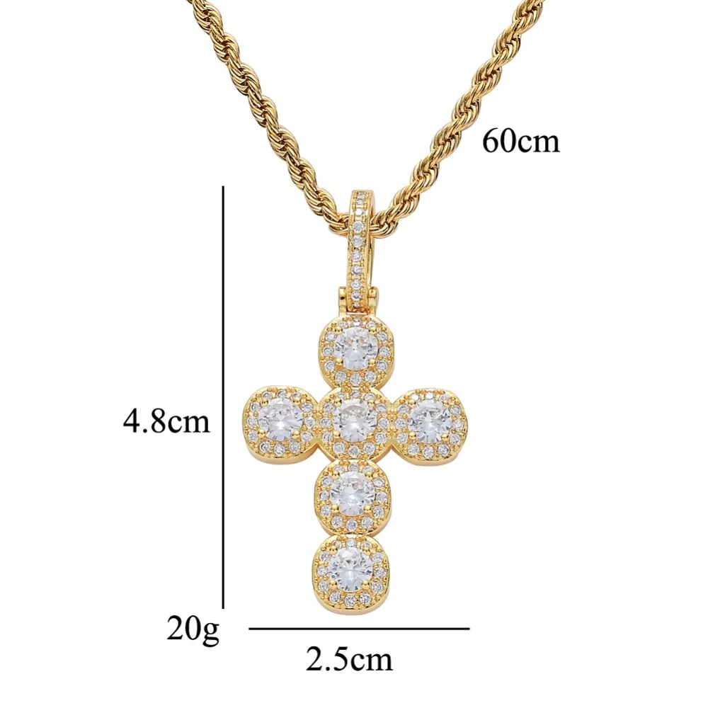 BLING крест-подвеска с фианитами Iced Out кубический циркон ожерелье хип-хоп подарок ювелирные изделия CN077