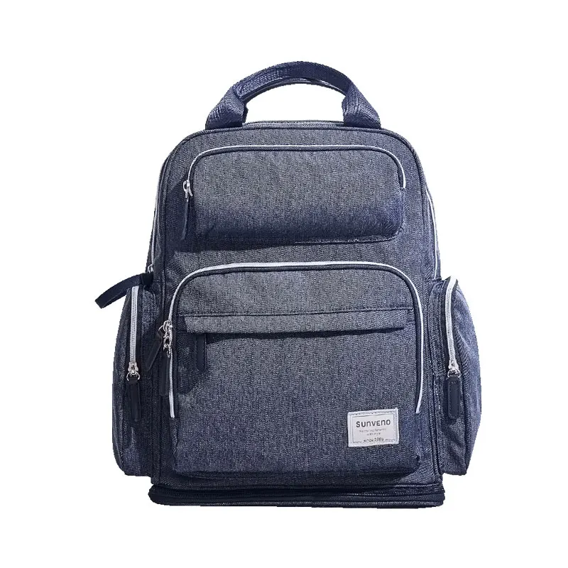 Navy blue SUNVENO, модная сумка для подгузников, рюкзак, большая вместительность, сумка для мам, рюкзак для мам, стильная коляска, детские пеленки, сумки для мам - Цвет: Navy blue