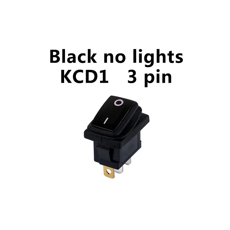 Black no light KCD1-101 Водонепроницаемый морской светодиодный кулисный переключатель 12V 24V 220V Светодиодный светильник на включение/выключение светильник ing 6A250VAC круглый тумблер - Цвет: Black no light