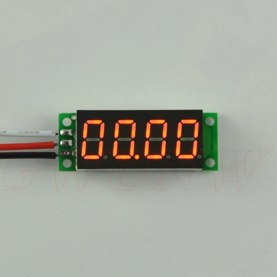 GWUNW BY436V DC 0-99,99 в(100 в) 0,36 дюйма 4 бит микро вольтметр измеритель напряжения без оболочки - Цвет: Красный