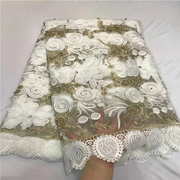 

2018 New Design BLUE African Guipure Cord Lace Fabric With Rhinestones High Quality French Tulle Lace Fabrics For Party Dress