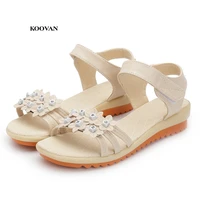 koovan womens sandals 2018 summer roman flowers sandals female open toed flat pregnant women soft non slip student shoes