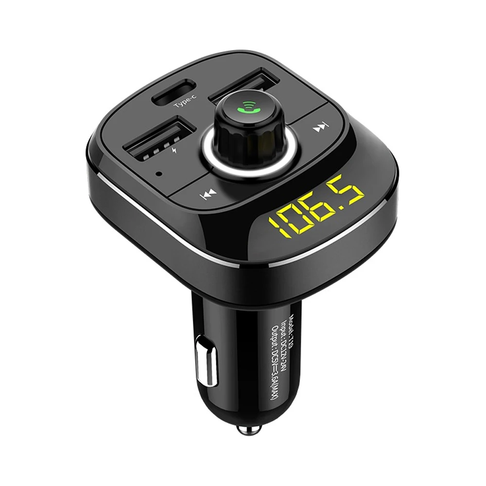 Передатчик громкой связи Bluetooth автомобильный комплект Aux модулятор MP3 плеер Музыка Воспроизведение тип-c зарядный порт Поддержка TF карты/U диск