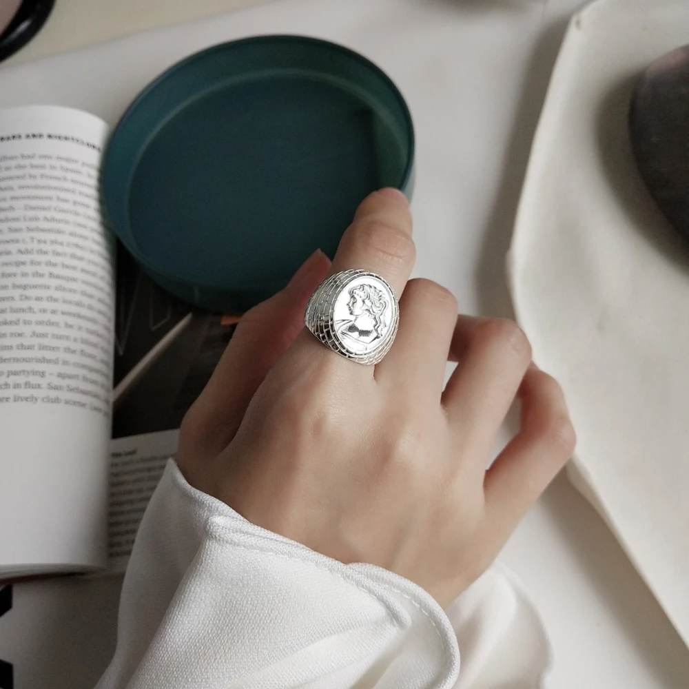 Сверхмощный стерлингового серебра 925 пробы большое кольцо Королевы Ювелирные