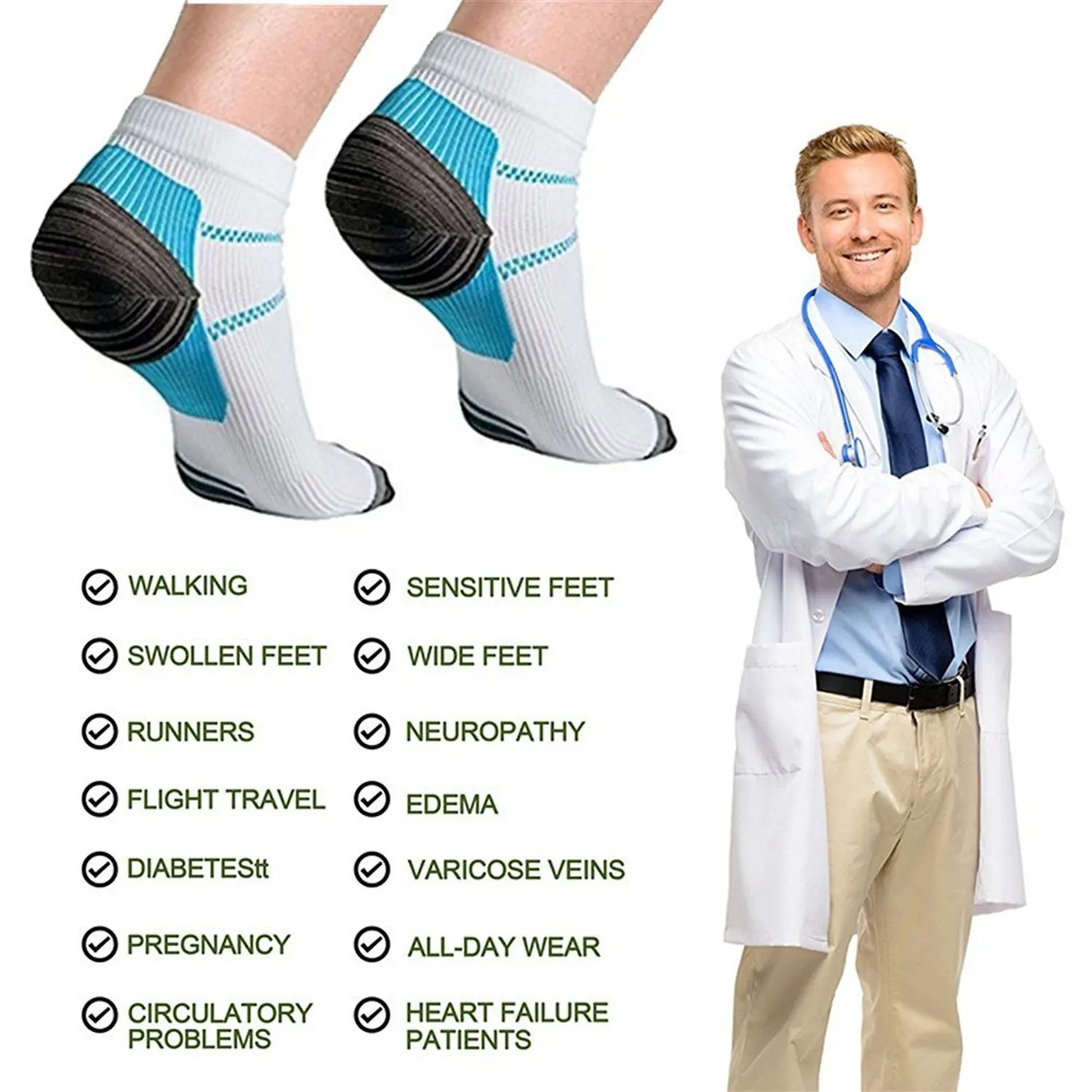 3 пары спортивных подошвенных фасциитов поддерживающих сдавливание ног носки