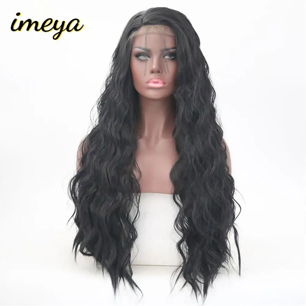 Imeya Long Wave Wigs Synthetic Lace Front Wigs With Baby Hair High Temperature Fiber Wigs For Black Women