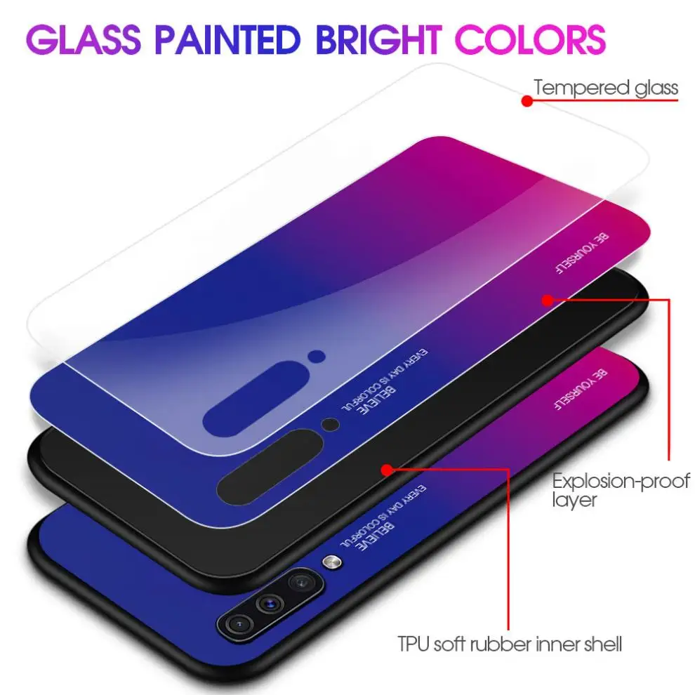 ТПУ чехол для Huawei Mate 20 Lite градиент закаленное стекло Мягкий силиконовый L ite |