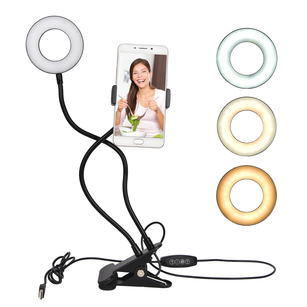 Cadiso кронштейн LED Selfie кольцо свет с держателем сотового телефона для живого потока