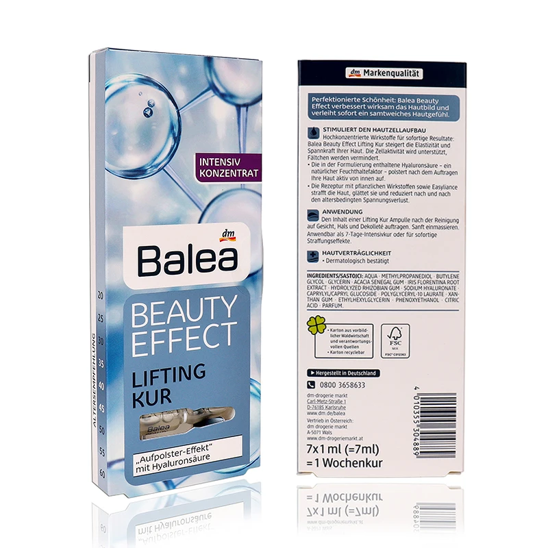 Германия 1 шт. Balea сыворотка с гиалуроновой кислотой beauty Effect Lift Treatment Booster Ampoules эссенция для шеи увлажняющая инъекция