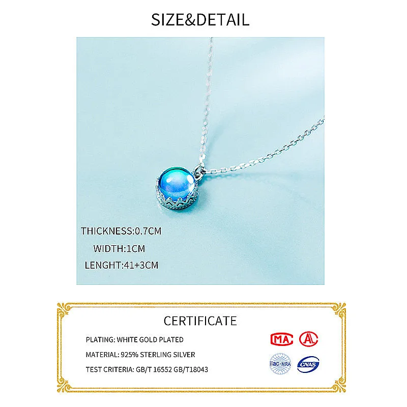 INZATT, настоящее 925 пробы, серебро, полукруг, голубой камень, подвеска, ожерелья, минимализм, хорошее ювелирное изделие для женщин, вечерние, аксессуары, подарок