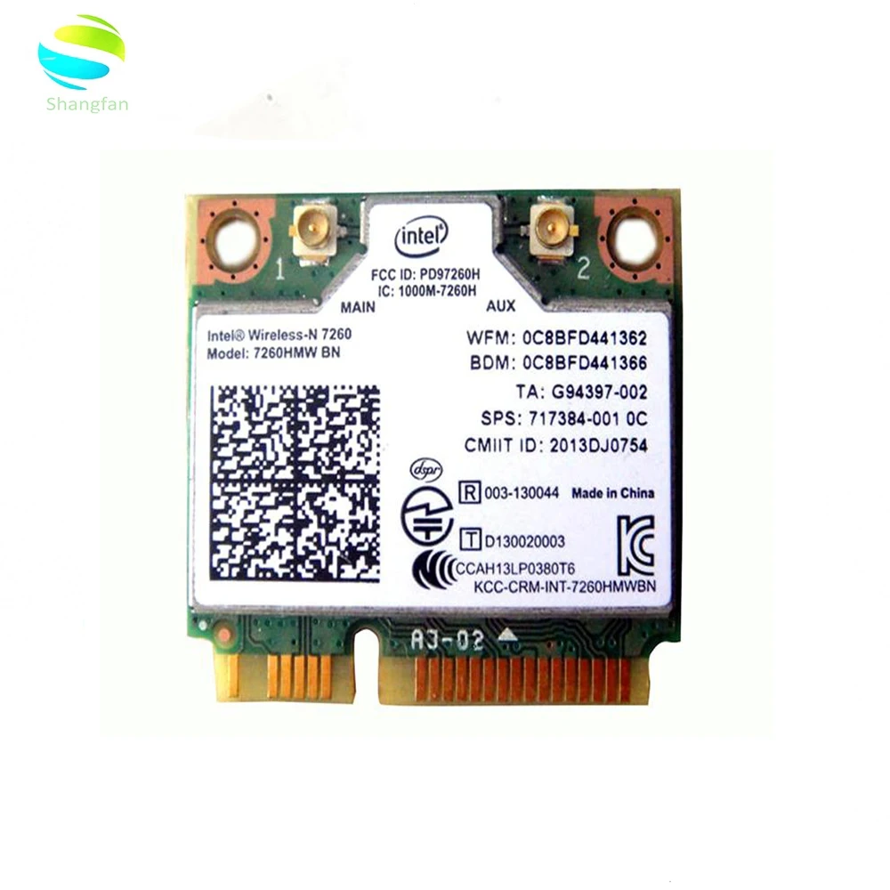 

Беспроводная мини-карта PCI-E для Intel 7260 7260HMW BN 802.11bgn 300 Мбит/с Wifi + Bluetooth 4,0, подходит для HP 717384-001